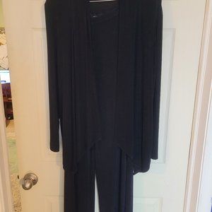 Chico's Travelers 2 pc set Cardigan Jacket + Wide Leg Pants Size 2 (L/12) Black